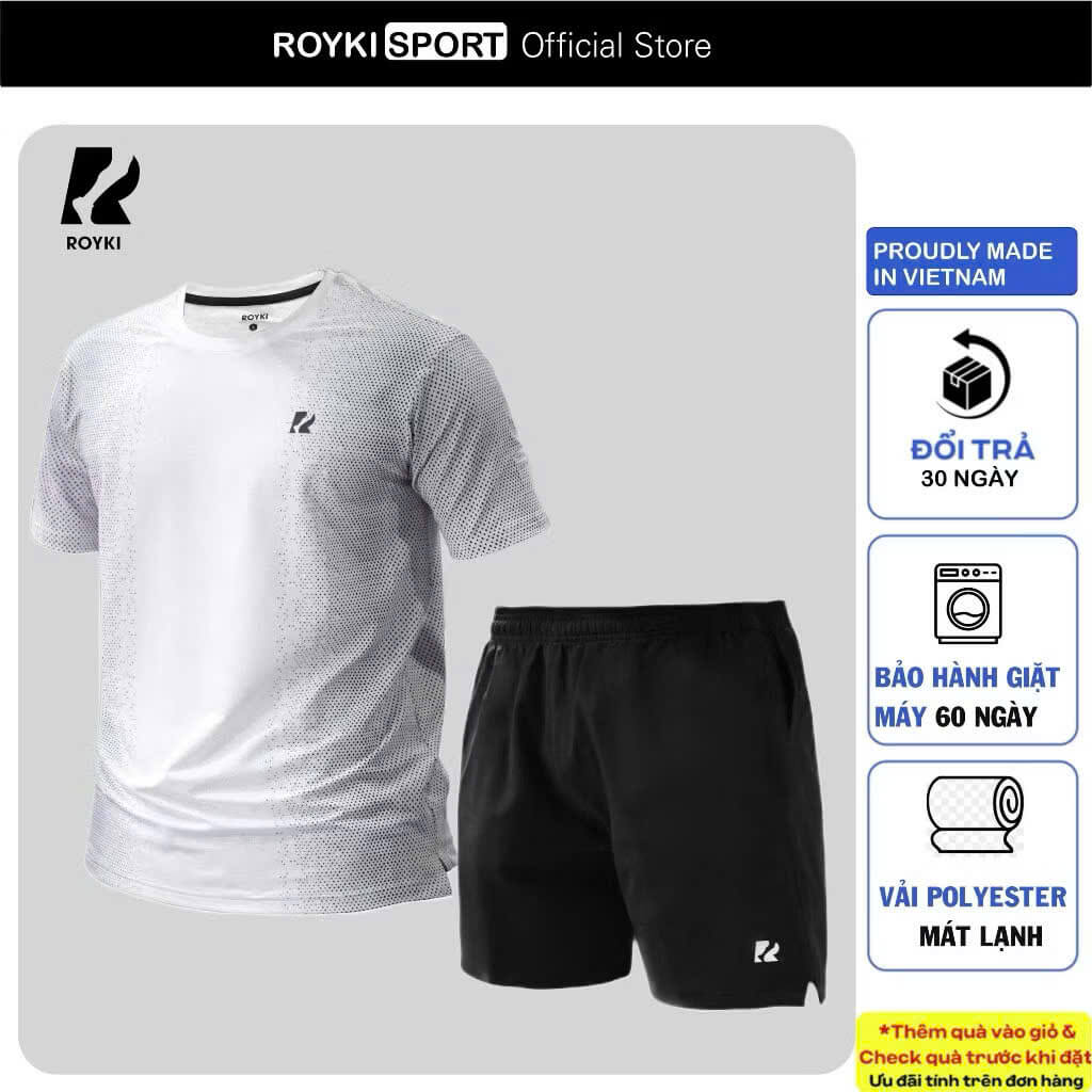 Set đồ thể thao nam set Pickleball chạy bộ Royki áo thun thoáng khí Vent Tech kèm quần Maxcool