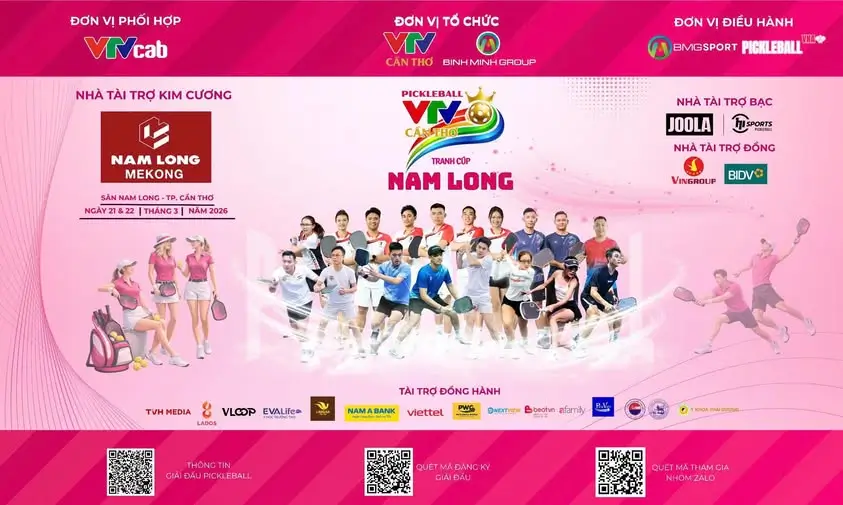 Hơn 500 tay vợt sẽ tranh tài tại giải Pickleball VTV Cần Thơ 2026